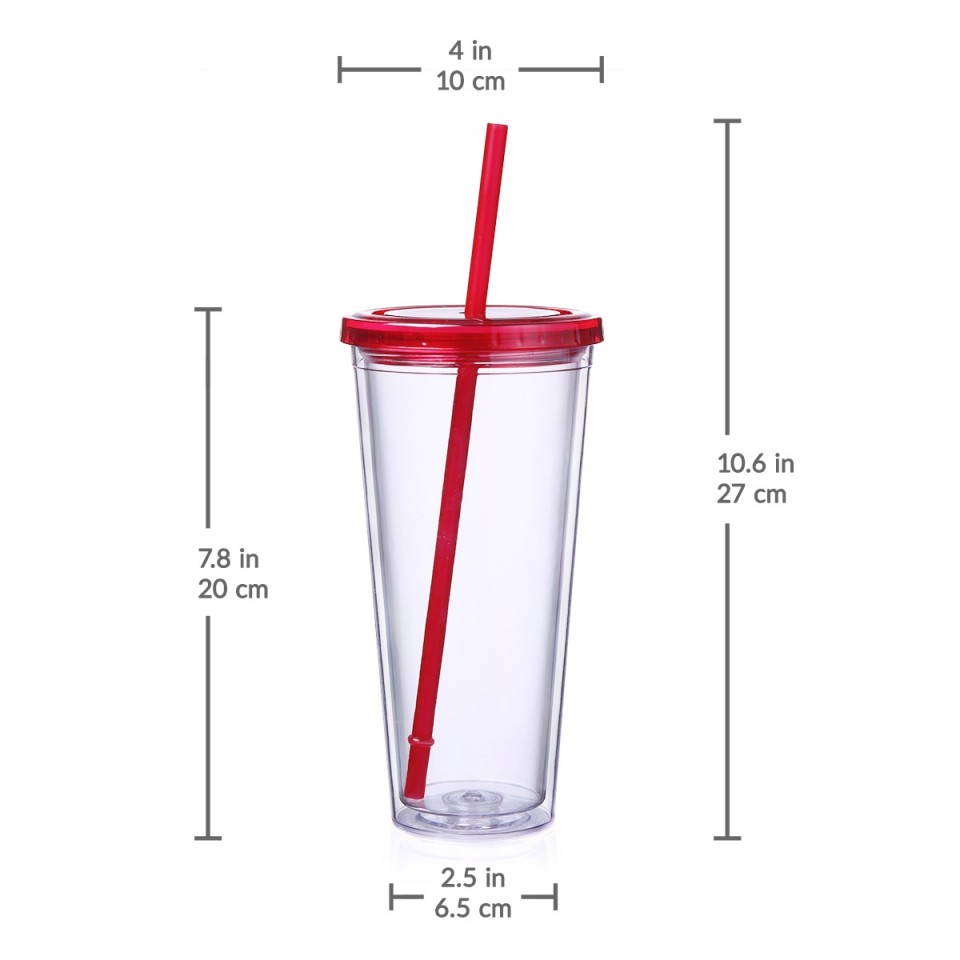 Cupture Classic 24oz Candy Tumbler in Red with Matching Straw