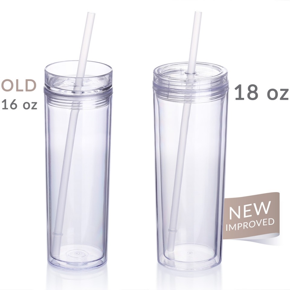 Cupture 8 Count Party Pack of Classic 18oz Clear Tumblers with Clear Straws