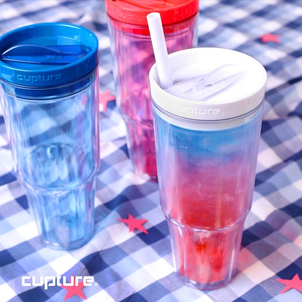 Cupture 32 Ounce Plastic Travel Tumbler in Red with Convertible Lid and  Jumbo Straw