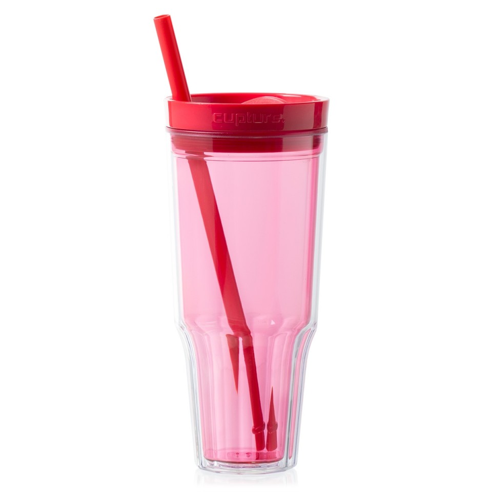 / 946ML FLUTED TUMBLER CUP WITH LID 3 COLOURS MADE IN USA 32 FL.OZ 