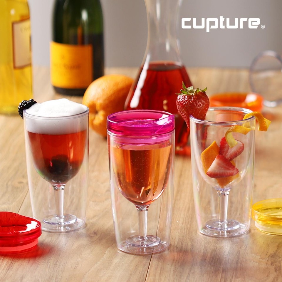 Cupture Wine Tumblers 10 oz 8 Pack in Assorted Colors
